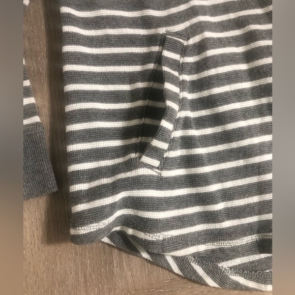 J. Crew Striped Funnelneck Pockets Waffle Knit Sweatshirt - Picture 8 of 16